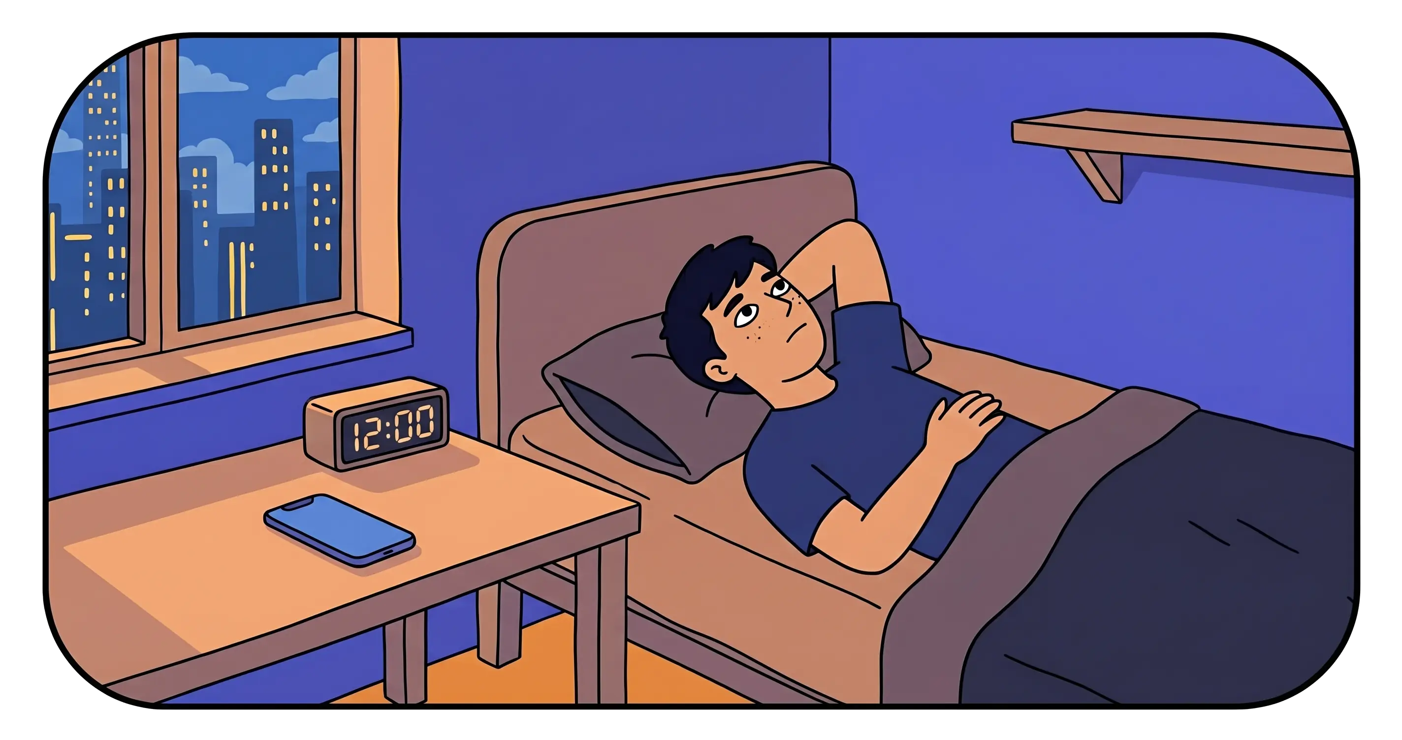 Teenager sleeping late at night