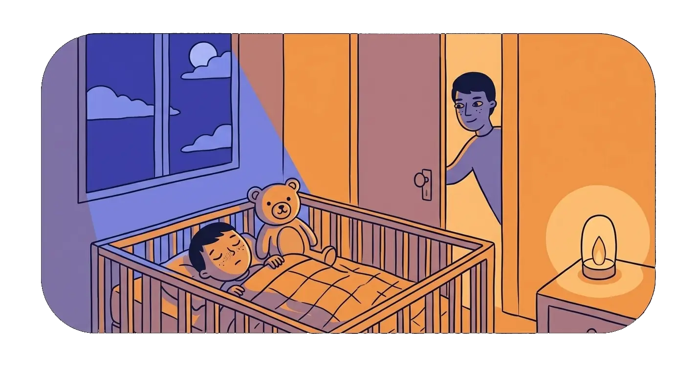 A peaceful sleeping child in a crib