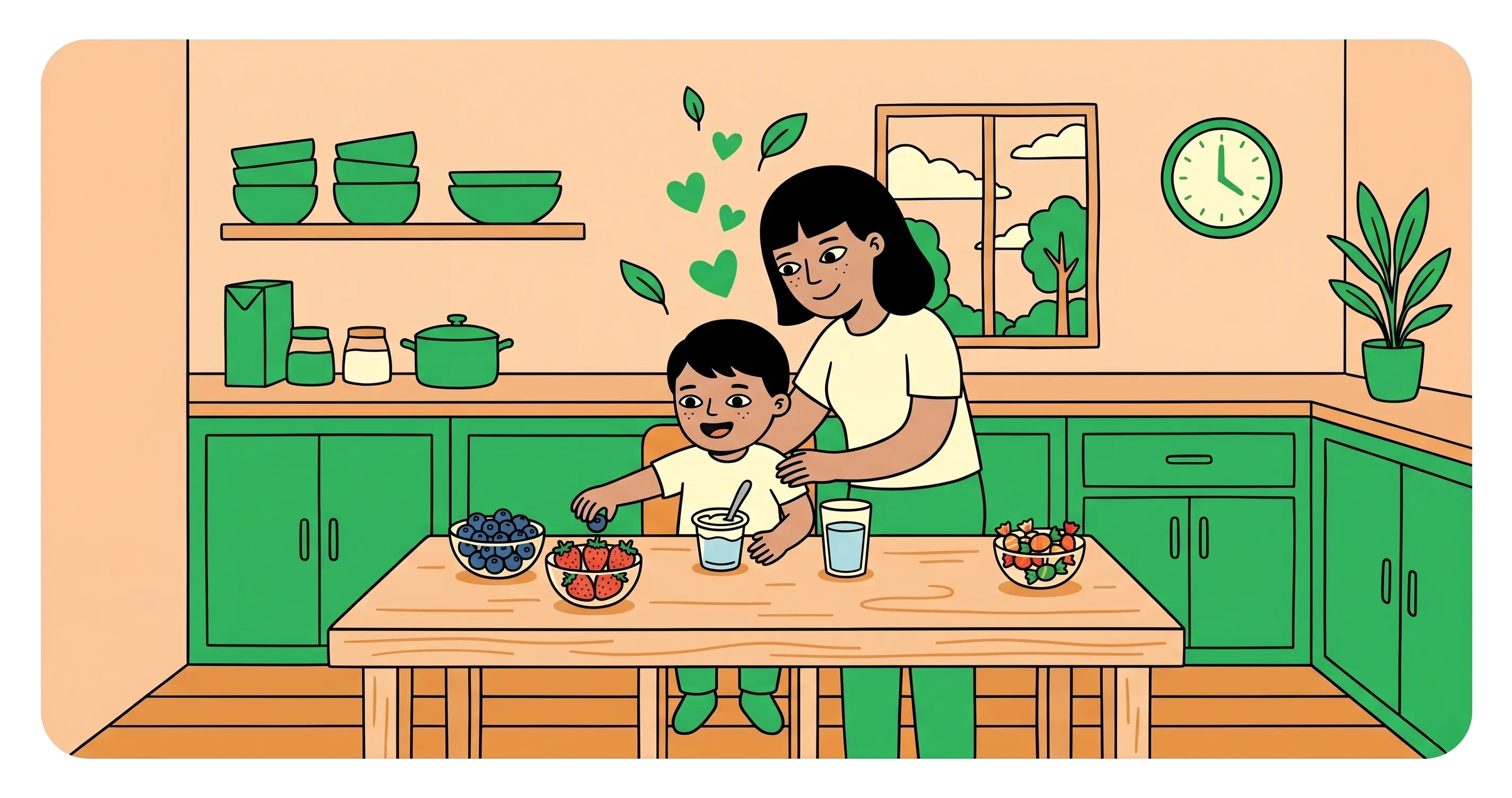 Child refusing sweets offered by a parent