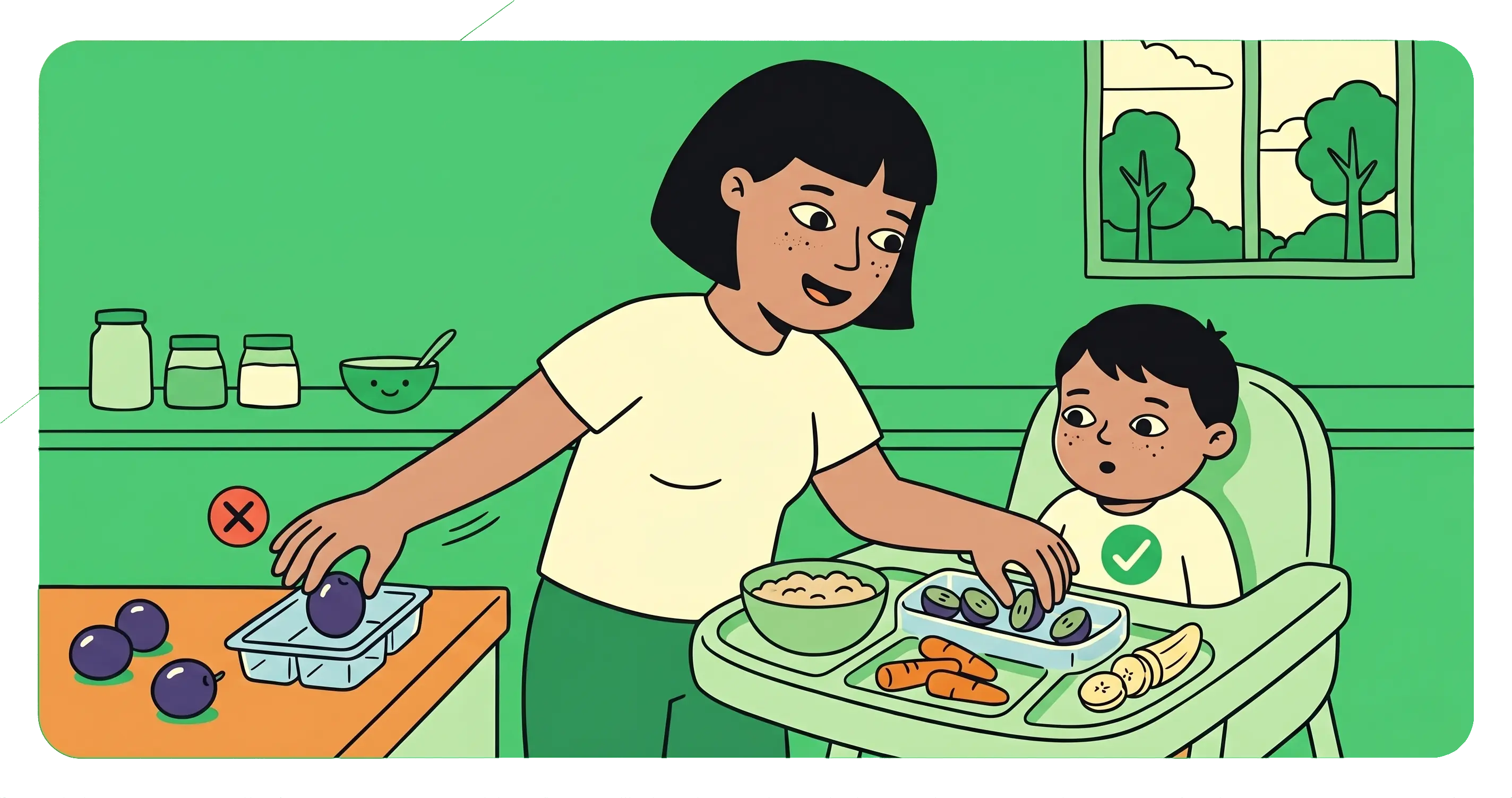Baby eating healthy food