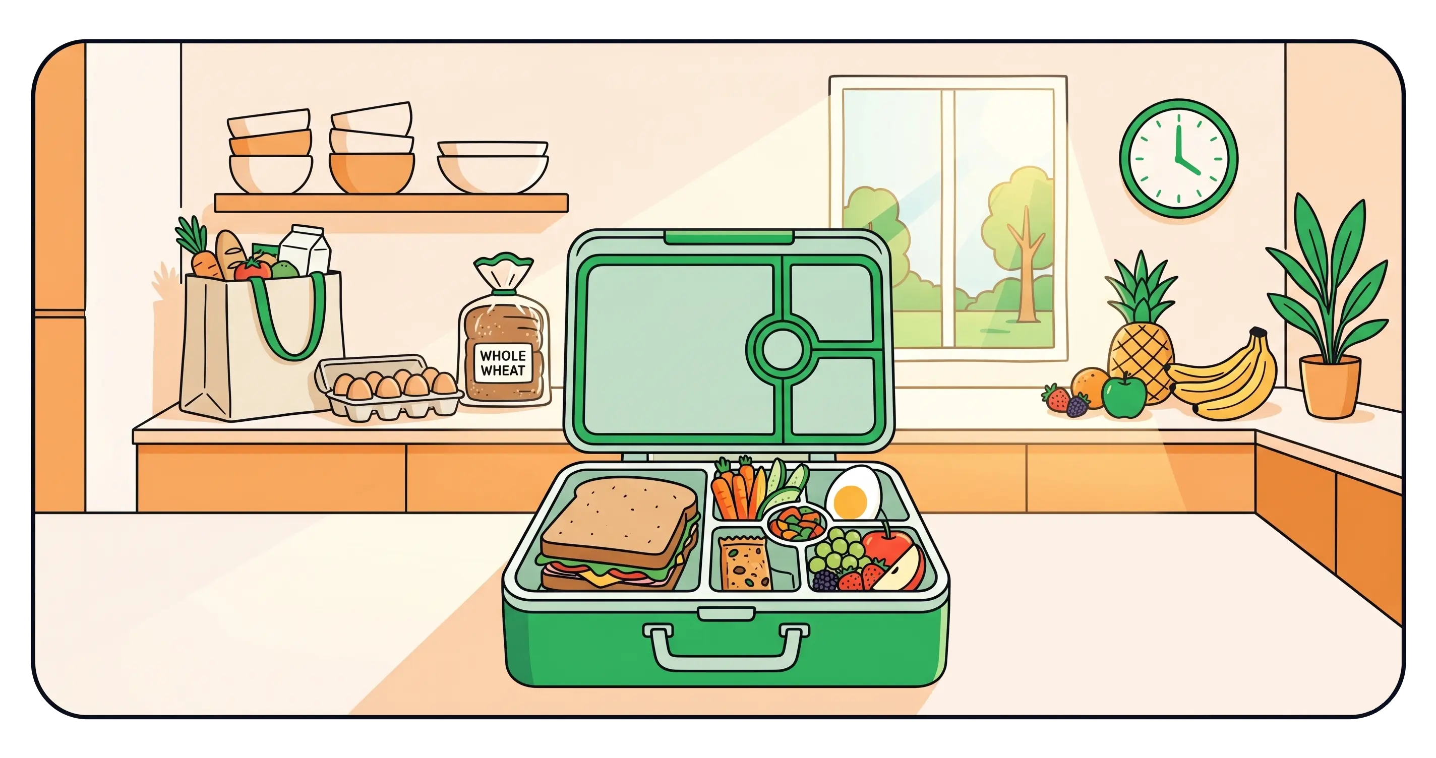 Lunchbox with healthy food for school